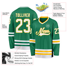 Загрузить изображение в средство просмотра галереи, Custom Kelly Green White-Gold Hockey Jersey
