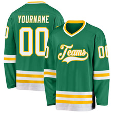 Загрузить изображение в средство просмотра галереи, Custom Kelly Green White-Gold Hockey Jersey
