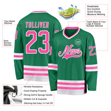 Charger l&#39;image dans la galerie, Custom Kelly Green Pink-White Hockey Jersey
