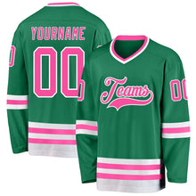 Charger l&#39;image dans la galerie, Custom Kelly Green Pink-White Hockey Jersey
