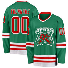 Charger l&#39;image dans la galerie, Custom Kelly Green Red-White Hockey Jersey
