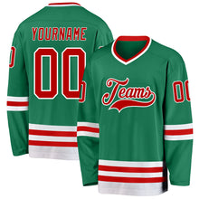 Charger l&#39;image dans la galerie, Custom Kelly Green Red-White Hockey Jersey
