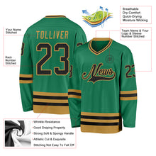 Charger l&#39;image dans la galerie, Custom Kelly Green Black-Old Gold Hockey Jersey
