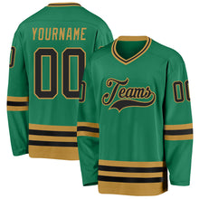 Charger l&#39;image dans la galerie, Custom Kelly Green Black-Old Gold Hockey Jersey
