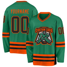 Charger l&#39;image dans la galerie, Custom Kelly Green Black-Orange Hockey Jersey
