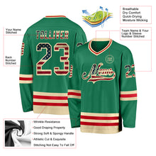 Charger l&#39;image dans la galerie, Custom Kelly Green Vintage USA Flag Cream-Red Hockey Jersey
