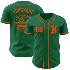 Custom Kelly Green Orange Authentic Baseball Jersey