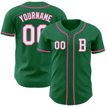 Загрузить изображение в средство просмотра галереи, Custom Kelly Green White-Pink Authentic Baseball Jersey
