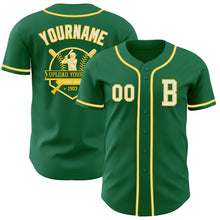 Charger l&#39;image dans la galerie, Custom Kelly Green White-Yellow Authentic Baseball Jersey
