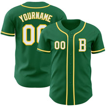 Charger l&#39;image dans la galerie, Custom Kelly Green White-Yellow Authentic Baseball Jersey
