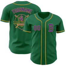 Charger l&#39;image dans la galerie, Custom Kelly Green Purple-Old Gold Authentic Baseball Jersey
