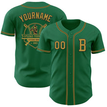 Загрузить изображение в средство просмотра галереи, Custom Kelly Green Old Gold-Black Authentic Baseball Jersey
