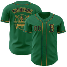 Laden Sie das Bild in den Galerie-Viewer, Custom Kelly Green Black-Old Gold Authentic Baseball Jersey
