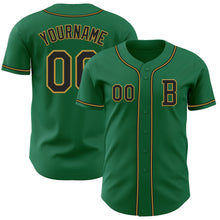 Laden Sie das Bild in den Galerie-Viewer, Custom Kelly Green Black-Old Gold Authentic Baseball Jersey
