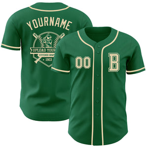 Custom Kelly Green Cream Authentic Baseball Jersey