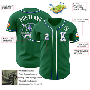 Custom Kelly Green White-Royal Authentic Baseball Jersey