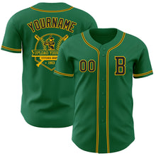 Загрузить изображение в средство просмотра галереи, Custom Kelly Green Black-Gold Authentic Baseball Jersey
