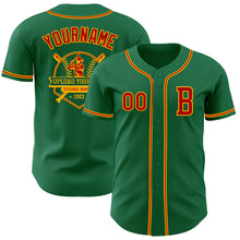 Laden Sie das Bild in den Galerie-Viewer, Custom Kelly Green Red-Gold Authentic Baseball Jersey
