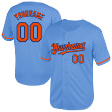 Load image into Gallery viewer, Custom Light Blue Orange-Royal Mesh Authentic Throwback Baseball Jersey
