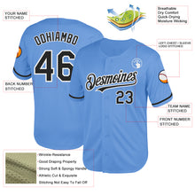 Load image into Gallery viewer, Custom Light Blue Black-White Mesh Authentic Throwback Baseball Jersey
