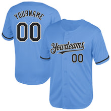 Load image into Gallery viewer, Custom Light Blue Black-White Mesh Authentic Throwback Baseball Jersey
