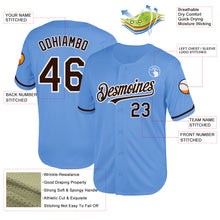 Load image into Gallery viewer, Custom Light Blue Brown-White Mesh Authentic Throwback Baseball Jersey
