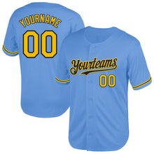 Загрузить изображение в средство просмотра галереи, Custom Light Blue Yellow-Black Mesh Authentic Throwback Baseball Jersey
