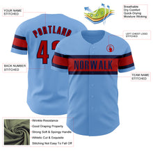 Load image into Gallery viewer, Custom Light Blue Red-Navy Authentic Baseball Jersey
