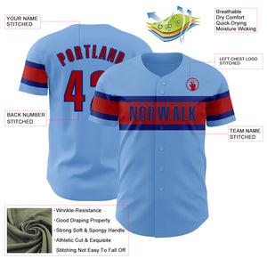 Custom Light Blue Red-Royal Authentic Baseball Jersey