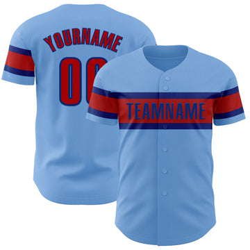 Custom Light Blue Red-Royal Authentic Baseball Jersey