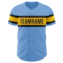 Load image into Gallery viewer, Custom Light Blue Yellow-Black Authentic Baseball Jersey
