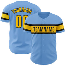 Load image into Gallery viewer, Custom Light Blue Yellow-Black Authentic Baseball Jersey
