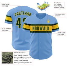 Загрузить изображение в средство просмотра галереи, Custom Light Blue Green-Yellow Authentic Baseball Jersey
