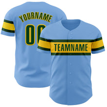 Загрузить изображение в средство просмотра галереи, Custom Light Blue Green-Yellow Authentic Baseball Jersey
