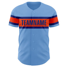 Load image into Gallery viewer, Custom Light Blue Orange-Royal Authentic Baseball Jersey
