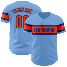 Load image into Gallery viewer, Custom Light Blue Orange-Royal Authentic Baseball Jersey
