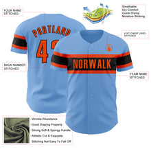 Загрузить изображение в средство просмотра галереи, Custom Light Blue Orange-Black Authentic Baseball Jersey
