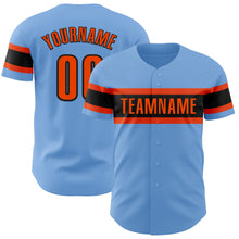 Загрузить изображение в средство просмотра галереи, Custom Light Blue Orange-Black Authentic Baseball Jersey
