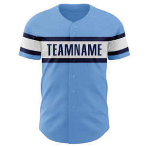 Custom Light Blue Navy-White Authentic Baseball Jersey