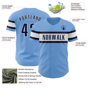 Custom Light Blue Navy-White Authentic Baseball Jersey