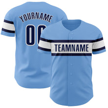 Загрузить изображение в средство просмотра галереи, Custom Light Blue Navy-White Authentic Baseball Jersey
