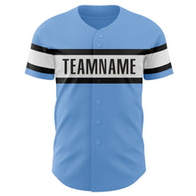 Charger l&#39;image dans la galerie, Custom Light Blue Black-White Authentic Baseball Jersey
