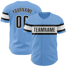 Charger l&#39;image dans la galerie, Custom Light Blue Black-White Authentic Baseball Jersey
