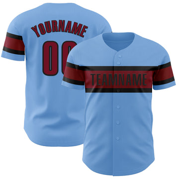 Custom Light Blue Crimson-Black Authentic Baseball Jersey