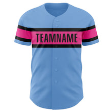 Load image into Gallery viewer, Custom Light Blue Pink-Black Authentic Baseball Jersey
