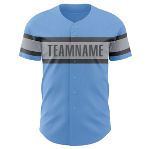 Custom Light Blue Gray-Steel Gray Authentic Baseball Jersey