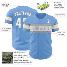 Charger l&#39;image dans la galerie, Custom Light Blue White-Gray Authentic Baseball Jersey
