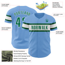 Laden Sie das Bild in den Galerie-Viewer, Custom Light Blue Kelly Green-White Authentic Baseball Jersey
