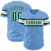 Load image into Gallery viewer, Custom Light Blue Kelly Green-White Authentic Baseball Jersey
