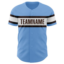 Charger l&#39;image dans la galerie, Custom Light Blue Brown-White Authentic Baseball Jersey
